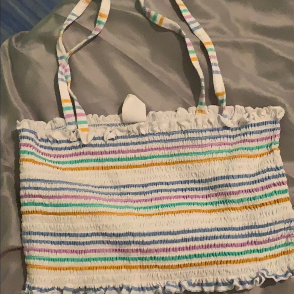 NEVER WORN colored stripe crop top